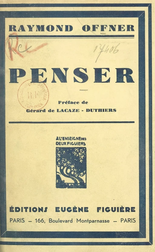 Penser - Raymond Offner - FeniXX réédition numérique