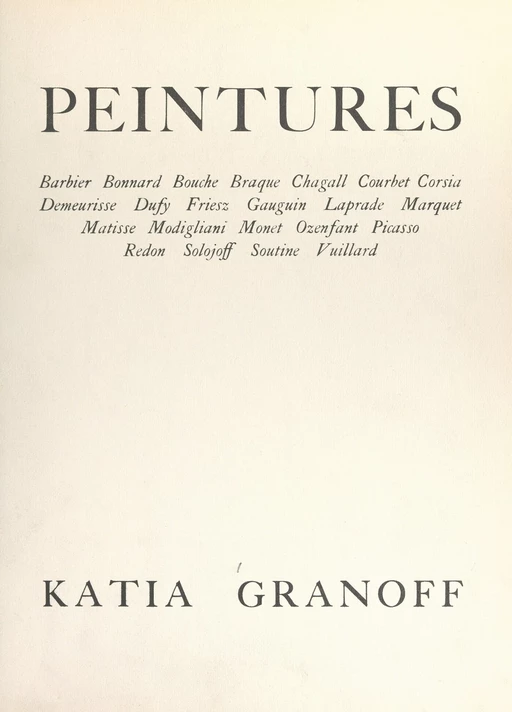 Peintures - Katia Granoff - FeniXX réédition numérique