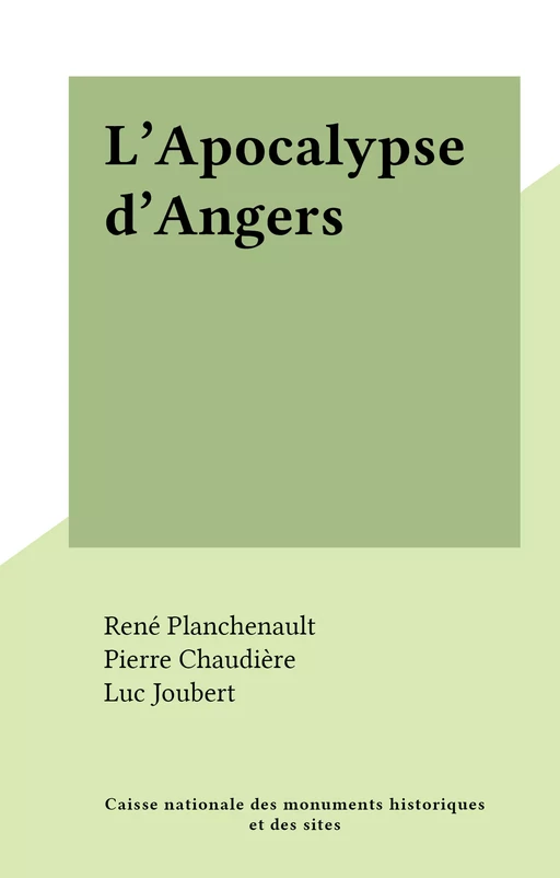 L'Apocalypse d'Angers - René Planchenault - FeniXX réédition numérique