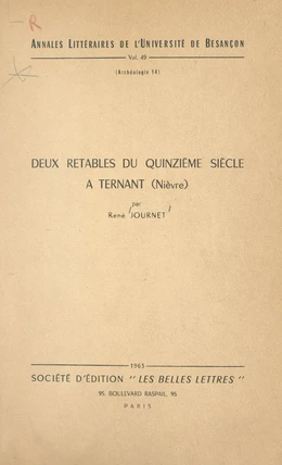 Deux retables du quinzième siècle à Ternant, Nièvre