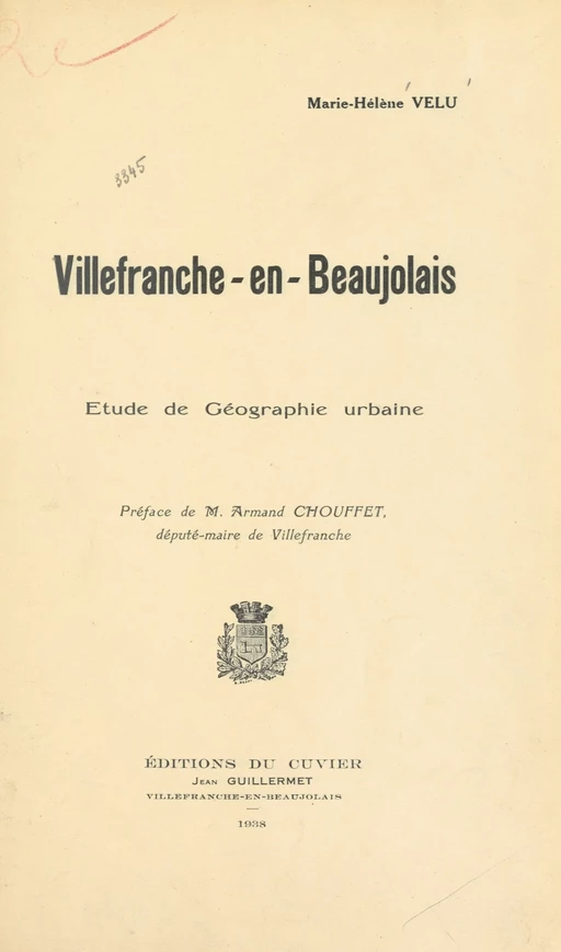 Villefranche-en-Beaujolais - Marie-Hélène Velu - FeniXX réédition numérique