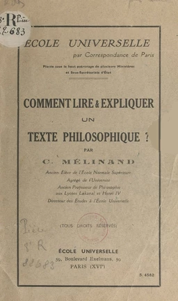 Comment lire et expliquer un texte philosophique