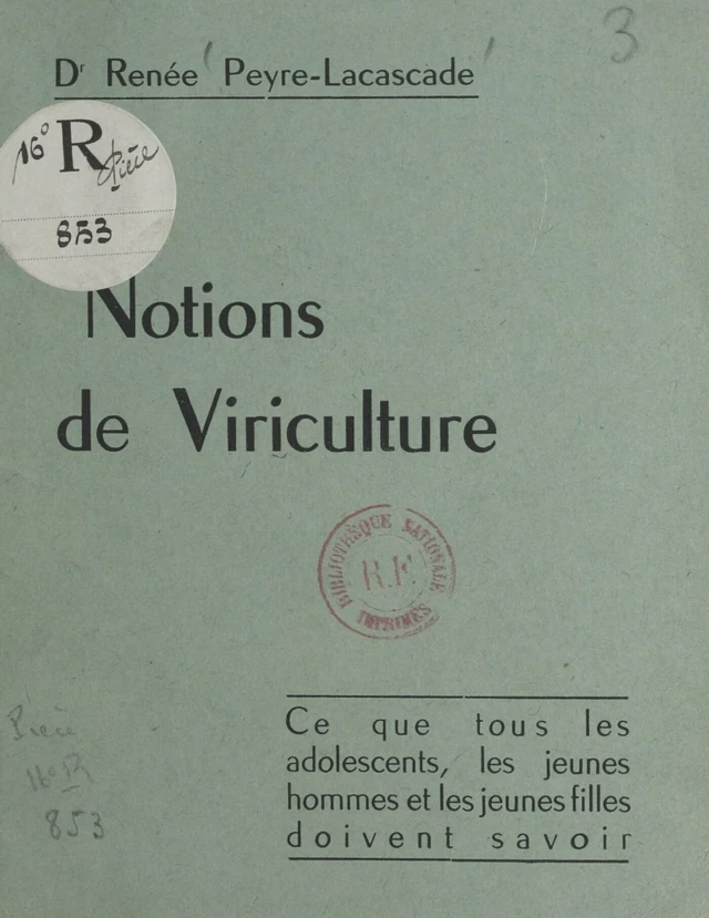 Notions de viriculture - Renée Lacascade - FeniXX réédition numérique