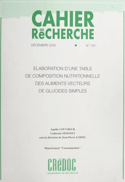 Élaboration d'une table de composition nutritionnelle des aliments vecteurs de glucides simples