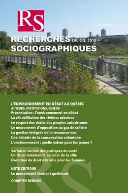 Recherches sociographiques. Vol. 56 No. 2-3, Mai-Décembre 2015