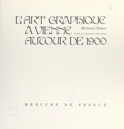 L'art graphique à Vienne autour de 1900 - Michael Pabst - (Mercure de France) réédition numérique FeniXX