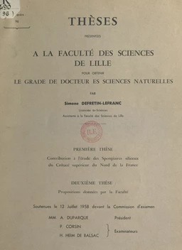 Contribution à l'étude des spongiaires siliceux du crétacé supérieur du Nord de la France