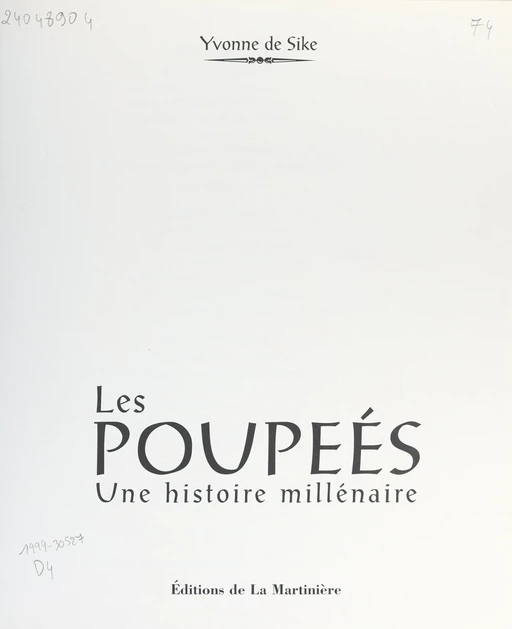 Les poupées - Yvonne de Sike - (Éditions de la Martinière jeunesse) réédition numérique FeniXX