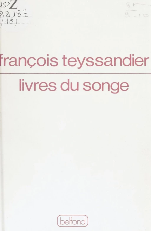 Livres du songe - François Teyssandier - Belfond (réédition numérique FeniXX)