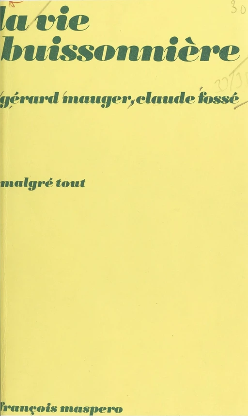 La vie buissonnière : marginalité petite-bourgeoise et marginalité populaire - Gérard Mauger, Claude Fosse - La Découverte (réédition numérique FeniXX)