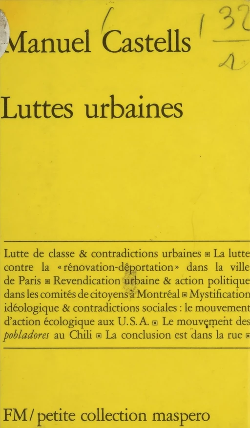 Luttes urbaines - Manuel Castells - La Découverte (réédition numérique FeniXX)