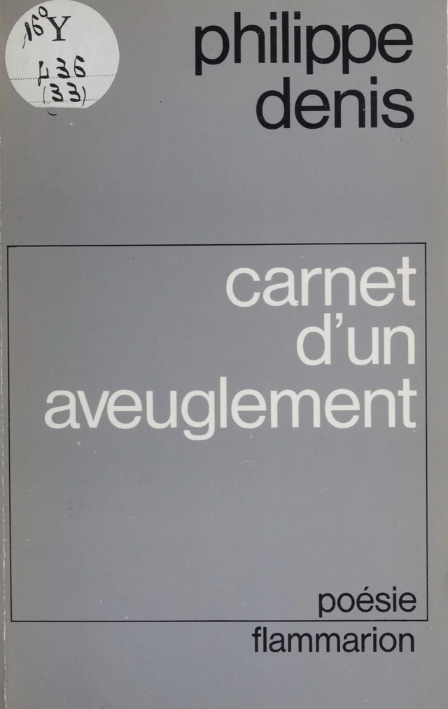 Carnet d'un aveuglement - Philippe Denis - Flammarion (réédition numérique FeniXX) 