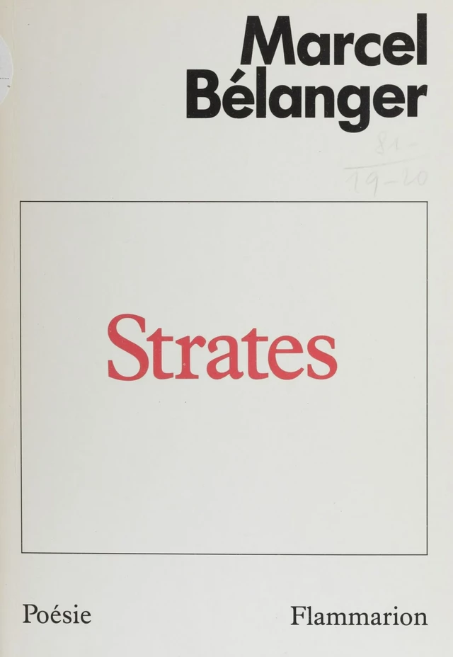 Strates - Marcel Bélanger - Flammarion (réédition numérique FeniXX)