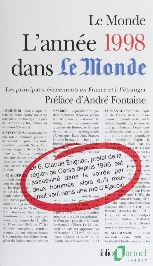 L'année 1998 dans «Le Monde» - Maryvonne Roche - Gallimard (réédition numérique FeniXX)