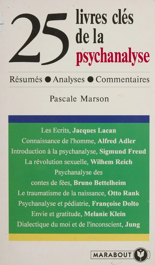 25 livres de psychanalyse - Pascale Marson-Zyto - Marabout (réédition numérique FeniXX)