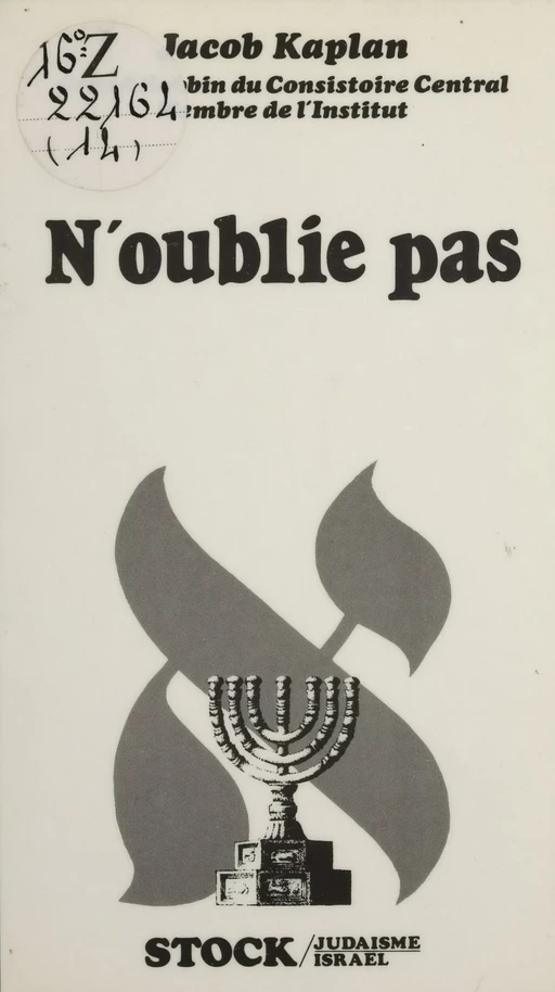 N'oublie pas - Jacob Kaplan - Stock (réédition numérique FeniXX)