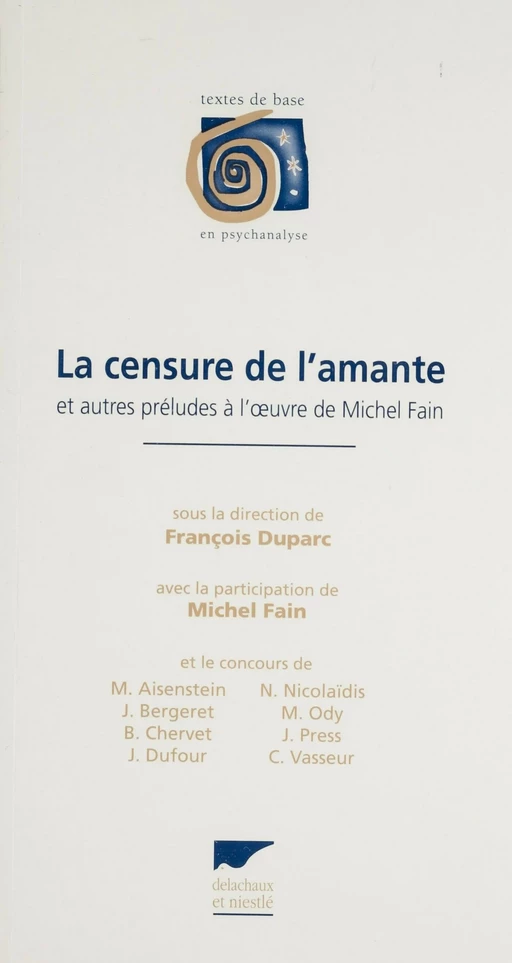 La Censure de l'amante - François Duparc, Michel Fain, Marilia Aisenstein - Delachaux et Niestlé (réédition numérique FeniXX)