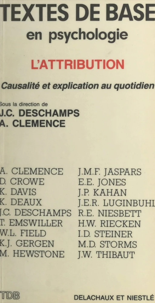 L'Attribution - Jean-Claude Deschamps, Alain Clémence - Delachaux et Niestlé (réédition numérique FeniXX)