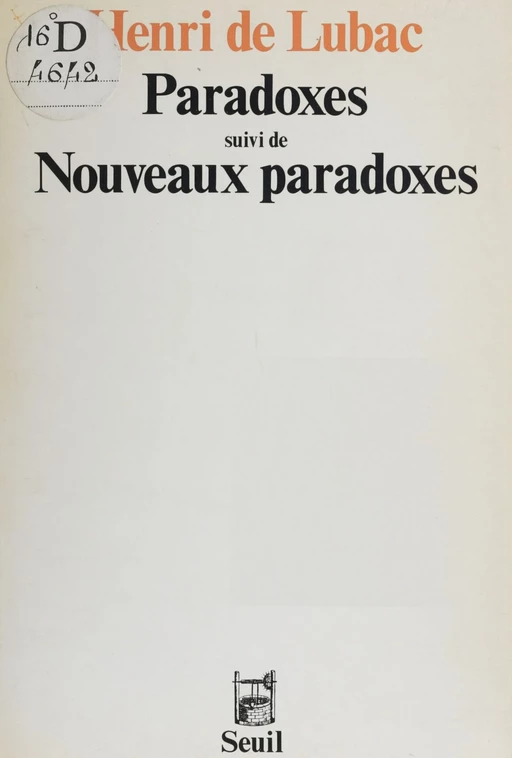 Paradoxes - Henri de Lubac - Seuil (réédition numérique FeniXX)