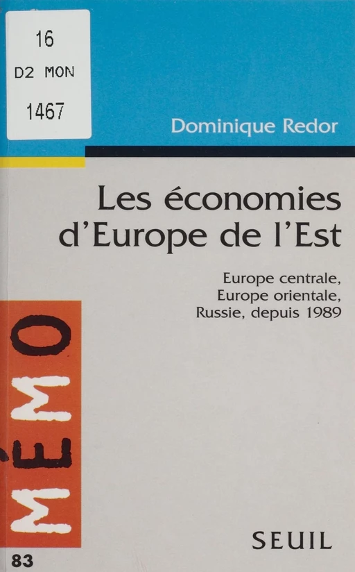 Les Économies d'Europe de l'Est - Dominique Redor - Seuil (réédition numérique FeniXX)