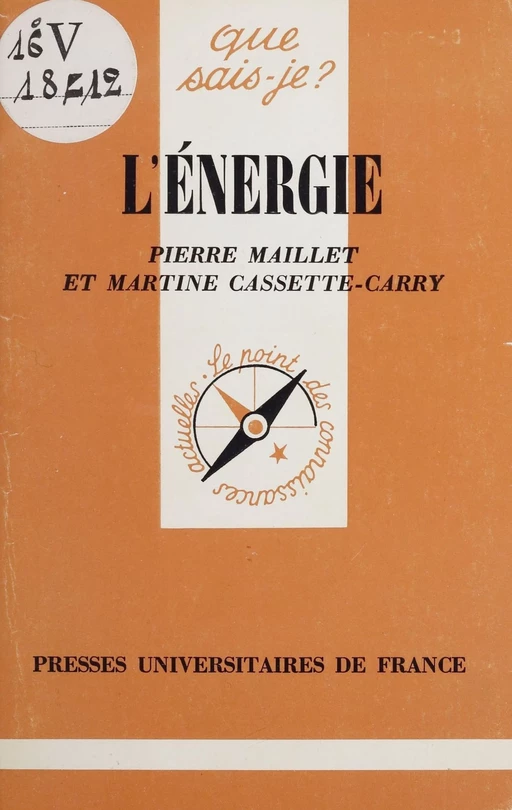 L'Énergie - Pierre Maillet, Martine Cassette-Carry - Presses universitaires de France (réédition numérique FeniXX)