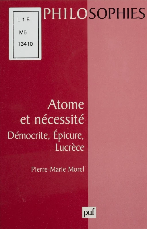 Atome et nécessité - Pierre-Marie Morel - Presses universitaires de France (réédition numérique FeniXX)