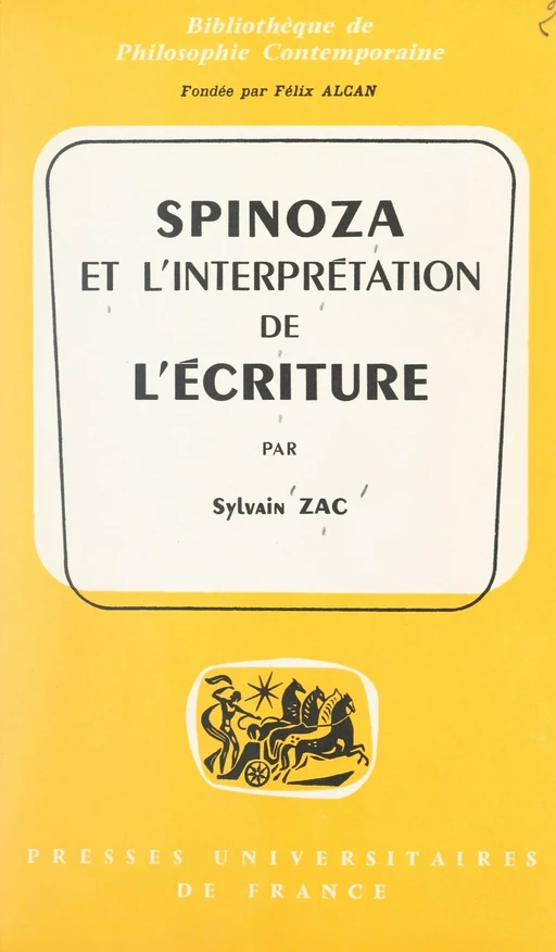 Spinoza et l'interprétation de l'Écriture - Sylvain Zac - Presses universitaires de France (réédition numérique FeniXX)