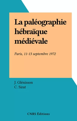 La paléographie hébraïque médiévale