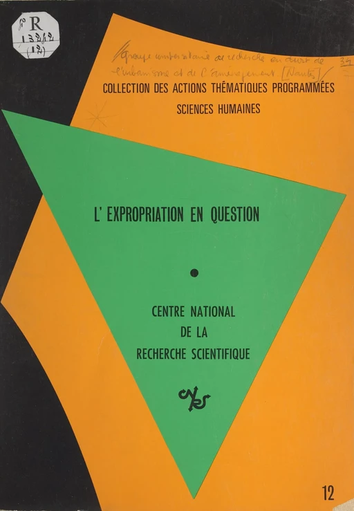 L'expropriation en question - Michel Blanc-Pattin - CNRS Éditions (réédition numérique FeniXX)