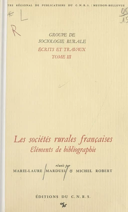 Les sociétés rurales françaises : éléments de bibliographie