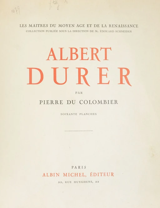 Albert Dürer - Pierre du Colombier - Albin Michel (réédition numérique FeniXX)