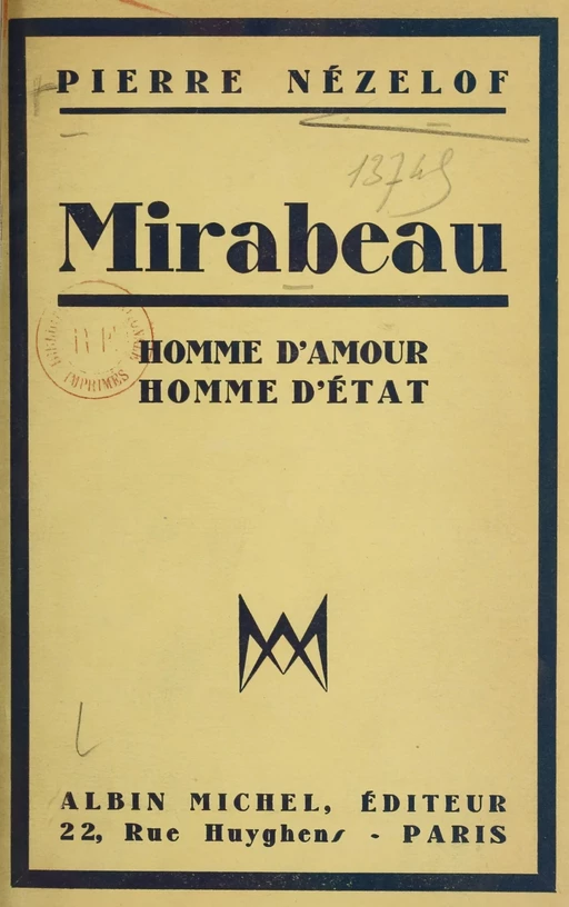 Mirabeau - Pierre Nezelof - Albin Michel (réédition numérique FeniXX)