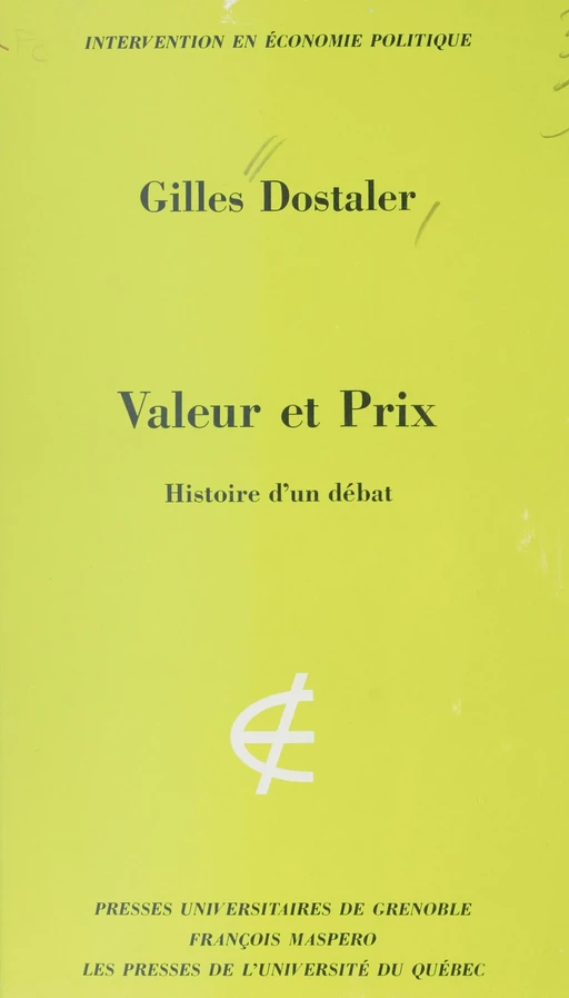 Valeur et prix - Gilles Dostaler - La Découverte (réédition numérique FeniXX)