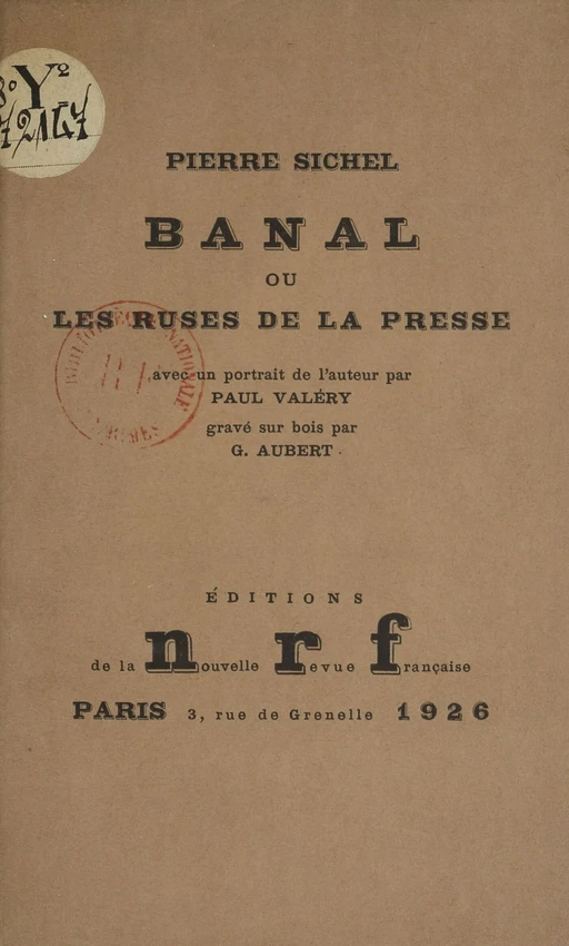 Banal - Pierre Sichel - Gallimard (réédition numérique FeniXX)