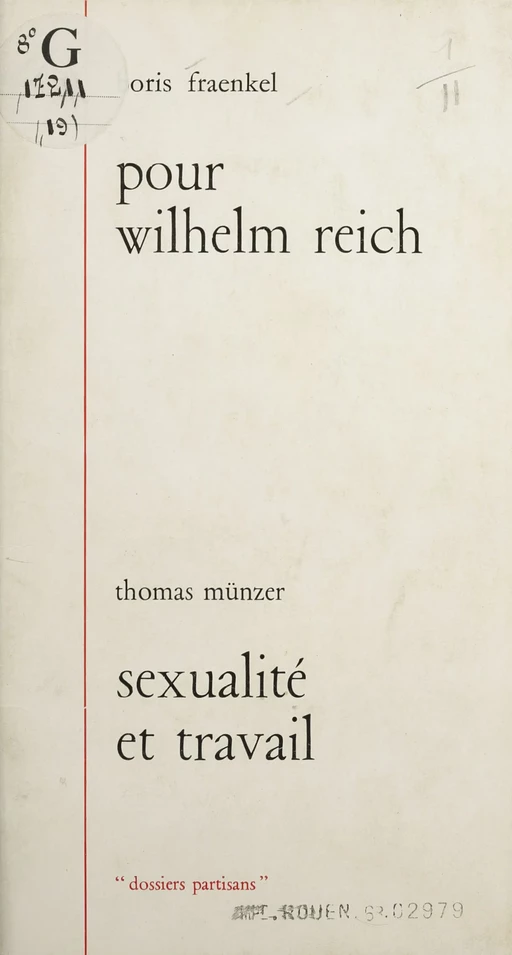 Pour Wilhelm Reich - Boris Fraenkel, Thomas Münzer - La Découverte (réédition numérique FeniXX)