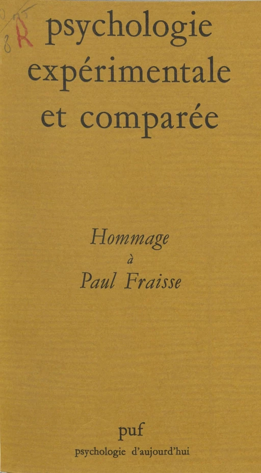 Psychologie expérimentale et comparée -  Collectif - Presses universitaires de France (réédition numérique FeniXX)