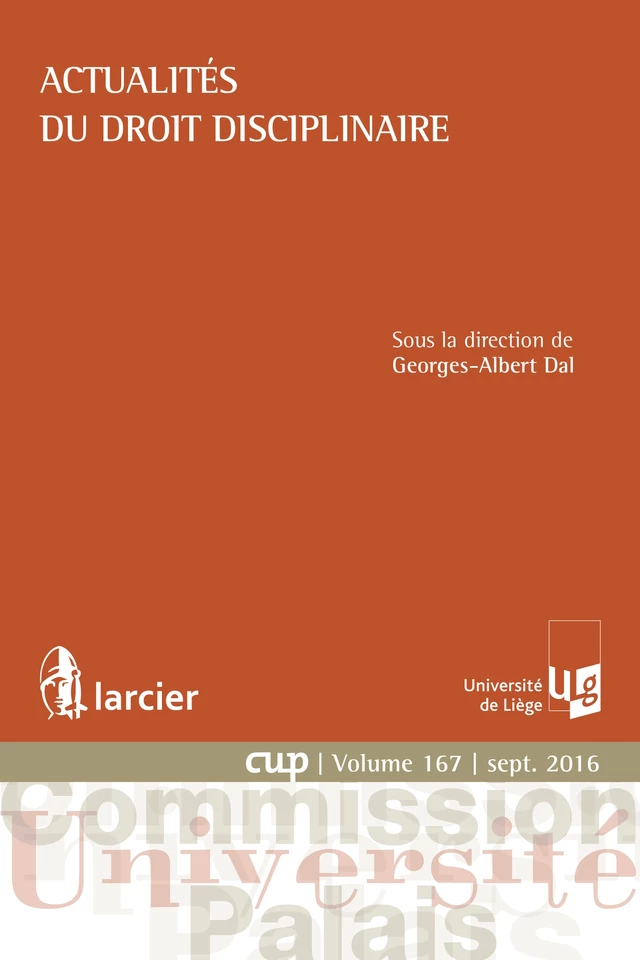 Actualités du droit disciplinaire -  - Éditions Larcier