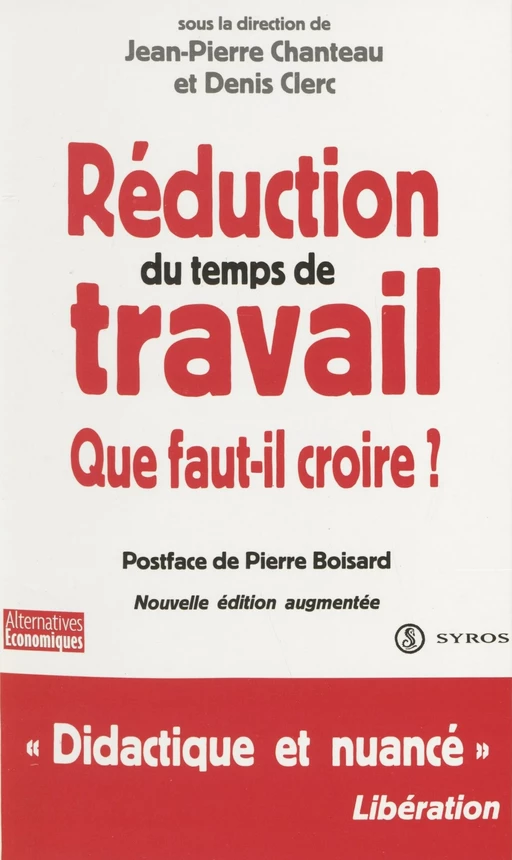 Réduction du temps de travail - Alain Lebaube - La Découverte (réédition numérique FeniXX)