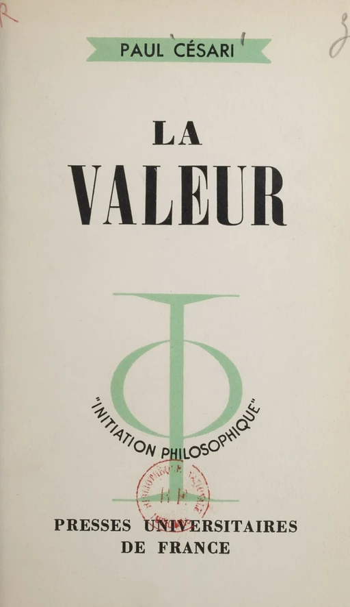 La valeur - Paul Césari - Presses universitaires de France (réédition numérique FeniXX)