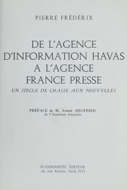 De l'agence d'information Havas à l'Agence France Presse