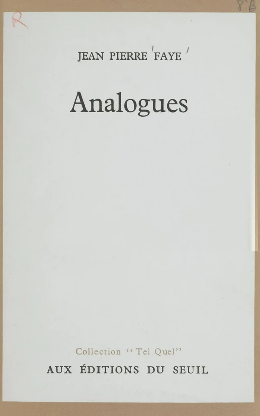 Analogues - Jean-Pierre Faye - Seuil (réédition numérique FeniXX)