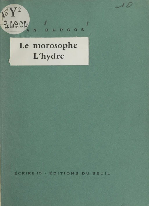 Le morosophe - Jean Burgos - Seuil (réédition numérique FeniXX)