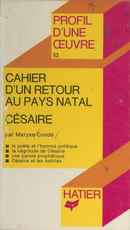 Cahier d'un retour au pays natal - Maryse Condé - Hatier (réédition numérique FeniXX)