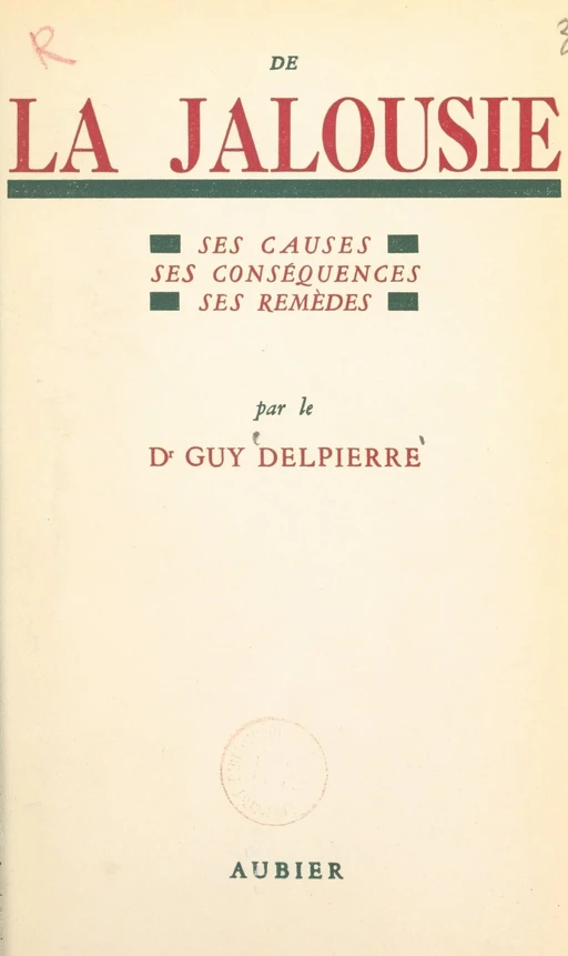 De la jalousie - Guy Delpierre - Aubier (réédition numérique FeniXX)