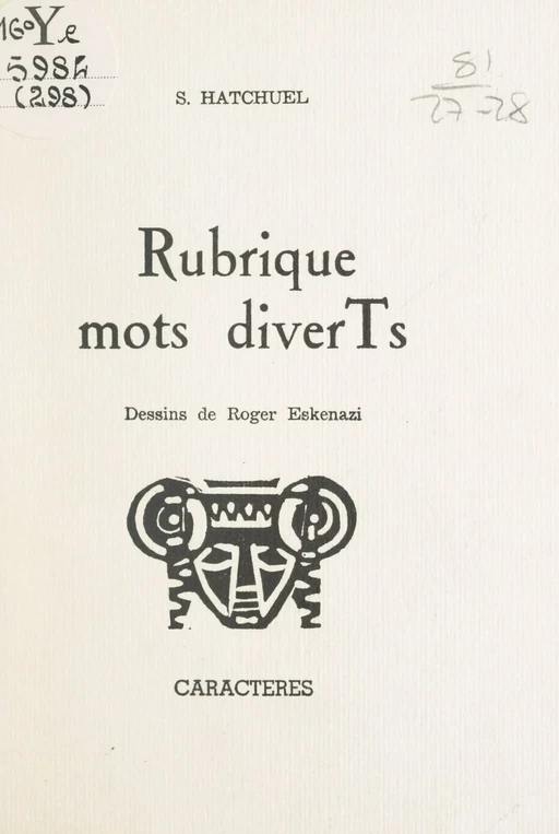 Rubriques mots diverTs - Sami Hatchuel - Caractères (réédition numérique FeniXX)