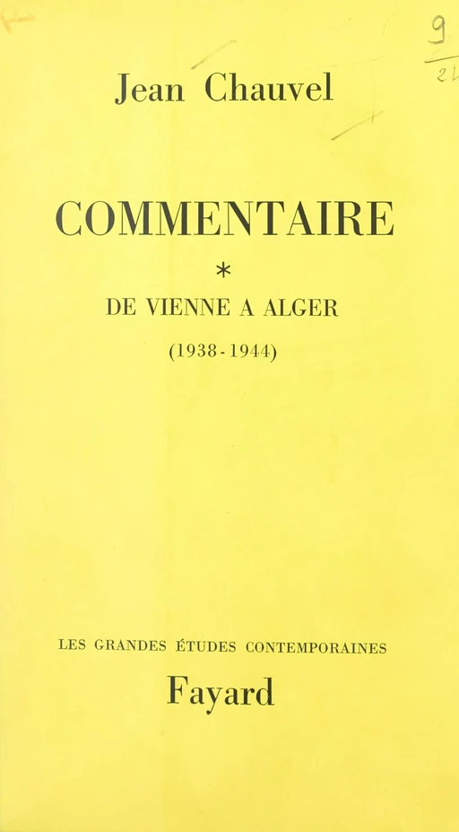 Commentaire (1) - Jean Chauvel - Fayard (réédition numérique FeniXX)