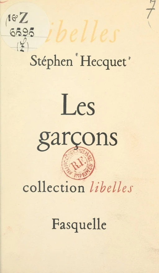 Les garçons - Stéphen Hecquet - Grasset (réédition numérique FeniXX)