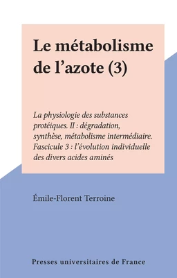 Le métabolisme de l'azote (3)