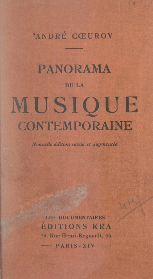 Panorama de la musique contemporaine - André Cœuroy - Grasset (réédition numérique FeniXX)