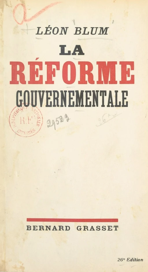 La réforme gouvernementale - Léon Blum - Grasset (réédition numérique FeniXX)